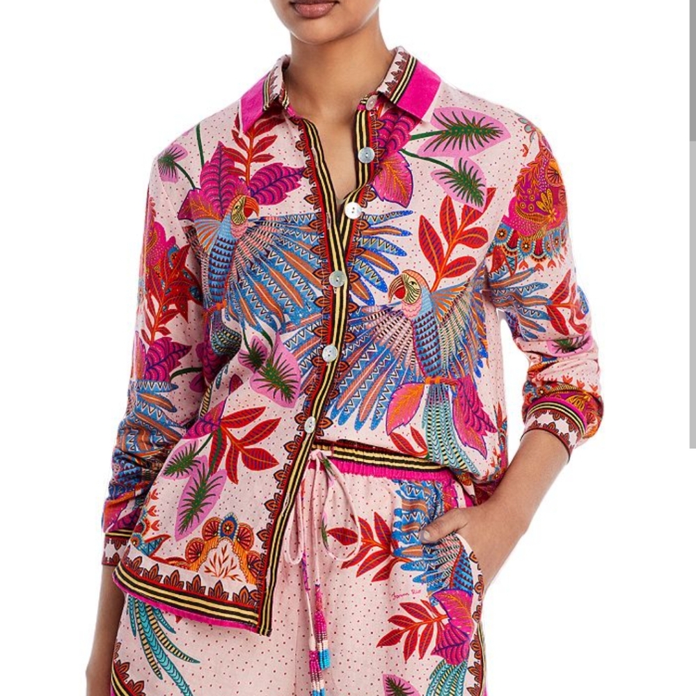 FARM Rio Multicolor Parrot Print Blouse